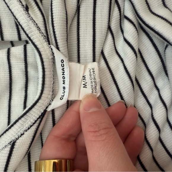 Club Monaco White Black Striped Tank Midi Dress Medium Summer Stretch Comfort - Picture 7 of 10
